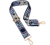 ROYGBCP Replacement Purse Strap Shoulder Strap Adjustable Crossbody Strap for Women Crossbody Wide Shoulder Bag, Blue Flowers-gold Hardware