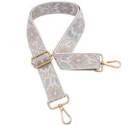 ROYGBCP Replacement Purse Strap Shoulder Strap Adjustable Crossbody Strap for Women Crossbody Wide Shoulder Bag, White Floral-gold Metal, 1.5 inches (width) x 28"~50" (length), Modern