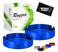 roygra Ashtray 2 Pack, Metal Ashtray - Blue, X-Large Size (4.73 x 4.73 x 1.38’’)
