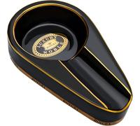 roygra Cigar Ashtray for Outside Patio, Cigar Ashtrays for Outdoors, Outdoor Ashtray with Holder, Home Decor Ashtrays, Small Handmade Gilt Ceramic Portable Travel Ash Tray, Smoking Accessories - Black