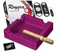 roygra Cigar Ashtray for Outside Patio with 3 Cutter Set, Ash Tray Outdoors, Cigar Ashtrays for Outdoors, Outdoor Ashtray, Patio Décor, Home Ashtrays for Smokers Indoor, Smoking Accessories (Purple)