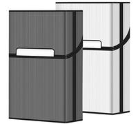 roygra Cigarette Case (2 Pack), Magnetic Switch 20pcs Cigarette Holder Case for Men Women, Cigarettes Smoking Accessories, Metal and Plastic Box for Smoke (Gray + Silver, 85mm King Size)
