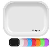 roygra Rolling Tray, Small Metal Tray, Cigarette Pre Roll Smoking Accessories, Portable Matte Rolling Trays for Smokers, Home Table Decor, Patio Decorations, 7 x 5.5 inch - White