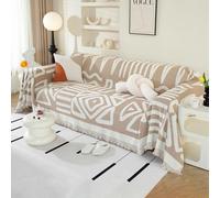 Royhom Boho Sofa Cover 3 Seater, Corner Sofa Covers L Shape, Washable Couch Cover with Tassel, Soft Couch Covers for Dogs, All-Season Universal, Breathable (Khaki, 180x300cm)