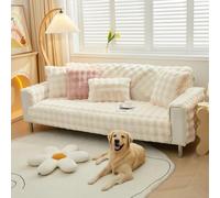 Royhom Rabbit Plush Sofa Cover Washable, Cream Couch Cover for Dogs, Warm Sofa pet protectors, Fuzzy Couch Protector, Non Slip, Super Soft (Backrest, 90x90cm)