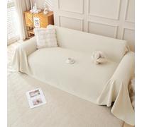 Royhom Sofa Cover 4 Seater, Beige Couch Covers for Dogs, Water Repellent Sofa Protectors from Pets, Washable, Extra Soft, All-season Universal (Beige, 180x380cm)