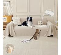 Royhom Waterproof Sofa Cover 3 Seater, Anti Scratch Couch Covers for Dogs, Waterproof Sofa Protectors from Pets, Washable, Soft, Breathable, All-season Universal (Khaki, 180x300cm)