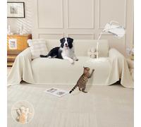 Royhom Waterproof Sofa Cover 3 Seater, Washable Couch Covers for Dogs, Waterproof Sofa Protectors from Pets, Anti Scratch, Soft, Breathable, All-season Universal (Beige, 180x300cm)