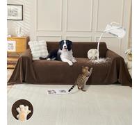 Royhom Waterproof Sofa Cover 4 Seater, Anti Scratch Couch Covers for Dogs, Waterproof Sofa Protectors from Pets, Washable, Soft, Breathable, All-season Universal (Brown, 180x380cm)