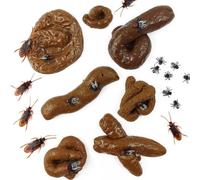 ROYHOO 47PCS Fake Poo Kit Realistic Fake Turd Prank Floating Poo, Fake Dog Poop Toys with Fake Cockroaches and Fake Fly for Halloween April Fools' Day Prank Party Supplies