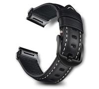 RoYiio Leather Strap for Garmin Quatix 8 51mm/Quatix 7X/6X/Tactix 8 51mm/Tactix7 Pro/Fenix8 Pro 51 mm Straps Comfor Durable Oil Wax Leather Replacement Strap Enduro 3/2 (Black, QuickFit 26mm)