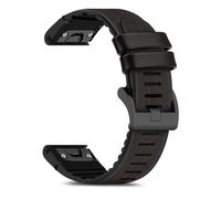 RoYiio Leather Strap for QuickFit 26mm Soft Comfortable Silicone Replacement Bnad for Garmin Fenix 8 47mm 51mm /Enduro 3 /Fenix E/Approach S62 S60 /Epix/Quatix/Marq Descent/Tactix - Black