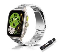 RoYiio Metal Strap for Amazfit Active 2 (Square)/Active 2 Straps Cheetah (Square) Strap Stainless Steel 20mm Replacement Band for Amazfit GTR Mini/GTS 4/GTS 4 Mini/Bip 3 Pro/GTS3 - Silver