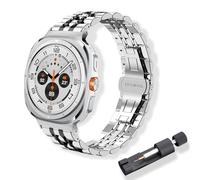 RoYiio Metal Strap for Samsung Galaxy Watch Ultra 47mm 2025/2024 Band Fine polish Stainless Steel Replacement Bands for Samsung Galaxy Watch Ultra 2/1 47mm Strap - Silver Black