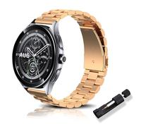 RoYiio Metal Strap for Xiaomi Watch S4/2/S3/2 Pro/S2 Straps Redmi Watch 5 Lite/Active Strap Stainless Steel 22mm Replacement Band for Garmin Venu 4 45mm/Forerunner 570 47mm/Venu 3 - Rose Gold