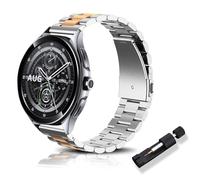 RoYiio Metal Strap for Xiaomi Watch S4/2/S3/2 Pro/S2 Straps Redmi Watch 5 Lite/Active Strap Stainless Steel 22mm Replacement Band for Garmin Venu 4 45mm/Forerunner 570 47mm/Venu 3 - Silver Rose Gold