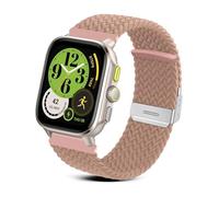 RoYiio Nylon Strap for Amazfit Active 2 (Square)/Active 2 Strap Cheetah (Square) Bracelet Soft Comfor 20mm Replacement Band for Amazfit GTR Mini/GTS 4/GTS 4 Mini/Bip 3 Pro/GTS 3 - Milk Tea