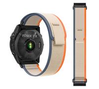 RoYiio Nylon Wristband for Garmin Fenix 8 Pro 51mm/Quatix 8 51mm/Quatix 7X/6X Strap Comfor Breathable Sport Replacement Strap for Tactix8 51 mm/Tactix 7 Pro/Enduro 3/2 (QuickFit 26mm, Orange Beige)
