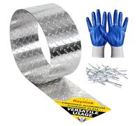 Royilink Embossed Aluminum Diamond Chekcer Plate Sheet Metal - Silver, 2" x10 FT Roll - Perfect for Trailer Stone Guard, RV Wall Panel & DIY Projects