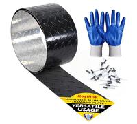 Royilink Embossed Black Aluminum Diamond Plate - 0.025” Thin Aluminum Diamond Checker Plate - Diamond Plate Sheet Metal - Embossed Diamond Plate for Trailer & Versatile Design - 4” x 10 ft, Black