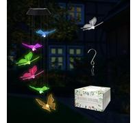 Roying Solar Hummingbird Wind Chimes-Hanging Solar Lights for Outside with USB Charging,Butterfly Color Changing Lights for Indoor and Outdoor Decor,Gift for Mom,Dad,Grandma,Friends and Birthday