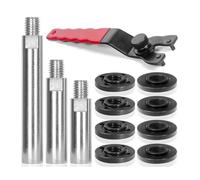 ROYJJ 11Pc Angles Grinder Extension Shafts Set 5/8" 11 Thread Rotary Connecting Rod Adjustable Pin Wrench Flange Nut Set