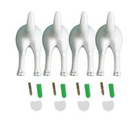 ROYJJ 4Pcs Nordic Dog Tail Hooks with Screws Adhesive Tape Wall Mounted for Key Hanger Hat Coat Hook