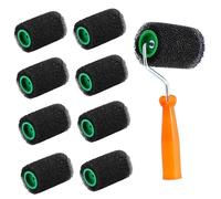 ROYJJ 9Pcs Paint Roller Set Includes 4Inch Drywalls Compound Rollers and Frame Portable Accessory for Wall and Ceilings Roller brush set