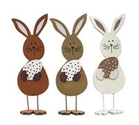 ROYJJ Easter Wooden Ornament 3Pcs Cute Egg Desktop Wood Decor For Home Festival Party Dining Table Decoration Supplies Easter Egg Ornaments