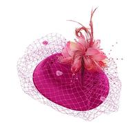 ROYJJ Fascinator Hat Mesh Veils Flower Furry Pearls Beaded Hair Clip Wedding Bridals Feather flower with color scheme red blank lady hat new daughter's embroidery flower