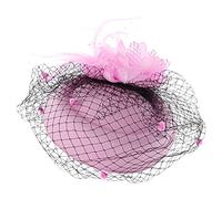 ROYJJ Fascinator Hat Mesh Veils Flower Furry Pearls Beaded Hair Clip Wedding Bridals Feather flower with color scheme red blank lady hat new daughter's embroidery flower