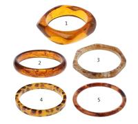 ROYJJ Fashion Polygon Resin Bracelet Brown Leopard Mottled Bangle Jewelry All-match Accessories for Valentines Day