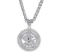 ROYJJ Gold/Silver Plated Chain For W/Dollar Sign Pendant Necklace Old School Hip Hop Rotatable Dollar Necklace 80s 90s Costum Sign Necklaces Party Favor Gold Costume Silver