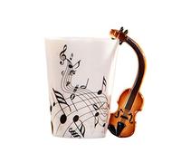 ROYJJ Music Mug for Creative Violin Ceramic Mugs Coffee Tea Milk Stave Cups with Handle Coffee Mugs for Fri Glass Tea