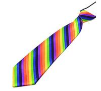 ROYJJ Pre-Tied Elastic Necktie Rainbow Stripes Print Boys Kids Imitation Silk Ties Stage Party Costume