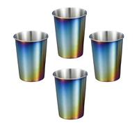 ROYJJ Set of 4 Stackable Stainless Steel Beer Cups Coffee Tumblers Cold Water Glasses Portable Outdoor Drinkwares for Milk Stainless Steel Kids Cups