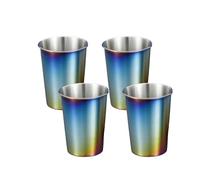 ROYJJ Set of 4 Stackable Stainless Steel Beer Cups Coffee Tumblers Cold Water Glasses Portable Outdoor Drinkwares for Milk Stainless Steel Kids Cups