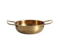 ROYJJ Sturdy Stainless Steel Skillets Double Handle Steel Pans Sturdy Fry Pans for Quick and Even Heat Conduct Korean Cooking Plate