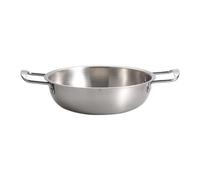 ROYJJ Sturdy Stainless Steel Skillets Double Handle Steel Pans Sturdy Fry Pans for Quick and Even Heat Conduct Korean Cooking Plate