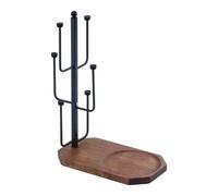 ROYJJ Vertical Coffee Mug Holder with Hooks and Wooden Base Space Saving Cup Organiser Multipurpose Kitchen Storage Rack Coffee Mug Holder