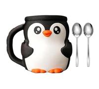 ROYJJ Whimsically Ice Cream Container Organizers Penguins Theme Double Spoon Holder Cold Drink Protectors With Secret Drawer Cute Penguins Ice Cream Cup Sleeve