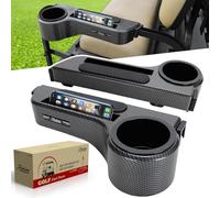 Roykaw Golf Cart Armrest with Cup Holder/Rear Seat Arm Rests Fit for EZGO/Club Car/Yamaha & Most Golf Cart, Upgrade 3rd Gen - with Phone Holder, No Drilling Required, Fit 1.0"/1-1/4" Square Tube Frame