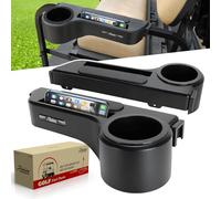 Roykaw Golf Cart Armrest with Cup Holder/Rear Seat Arm Rests Fit for EZGO/Club Car/Yamaha & Most Golf Cart, Upgrade 3rd Gen - with Phone Holder, No Drilling Required, Fit 1.0"/1-1/4" Square Tube Frame