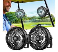 Roykaw Golf Cart Fan 10400 mAh Rechargeable Battery Powered, 24 Hrs Work Portable Fan with LED Light for Nighttime Drive, Cordless Remote Control, Compatible with EZGO Club Car Yamaha, 2PCS