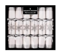 Royle Exquisite Collection Box of 6 Premium Christmas Crackers 13.5" Wide Barrelled - Silver Snowflake Xmas Crackers Xmas Decorations Tableware