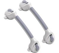 Roylvan Suction Grab Rails for Bathroom, 42.5 CM Hand Rails for Elderly, MAX 110 KG Grab Handles for Elderly, Children, Disability Aids, Safety Shower Handles with Suction Cup, No Drilling, Grey, 2PCS