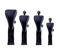 ROYMADE Golf Club Head Covers, 4-Piece Set, Driver Fairway Hybrids Woods, Long Neck with Interchangeable Number Tags, Black with Blue Trim, Mesh Design (Light Blue)