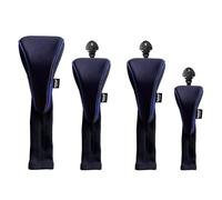 ROYMADE Golf Club Head Covers, 4-Piece Set, Driver Fairway Hybrids Woods, Long Neck with Interchangeable Number Tags, Black with Blue Trim, Mesh Design (Blue)