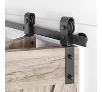 Roymelo 36" Bifold Sliding Barn Door Hardware Track Kit,Side Mounted Black J Shape Roller,Smoothly and Quietly,Assembly Easy,Fit Double 16" Bi-Folding Doors (Door Not Included)