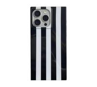 RoyMonkey Black White Stripes Case for iPhone 14 Pro Max, Slim Glossy Trunk Box Pattern, Shockproof Protective Trendy Soft Silicone Phone Cover for iPhone 14 Pro Max 6.7"